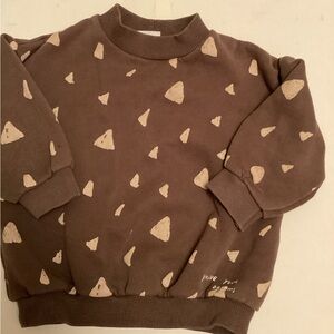 Zara Brown and Cream Patterned Crewneck Sweater